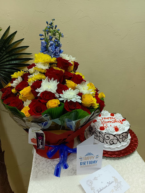 Wedded Bliss Water bouquet and cake