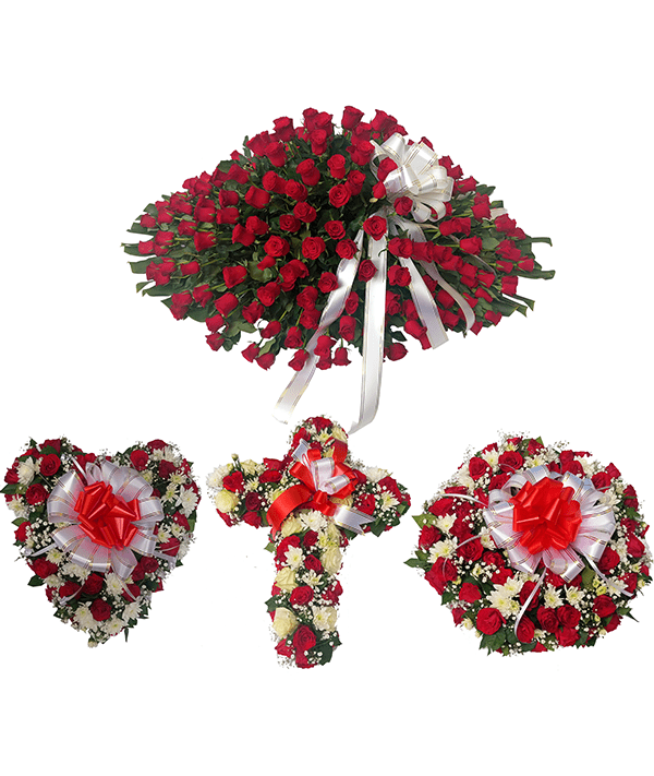 Standard red and white design tribute