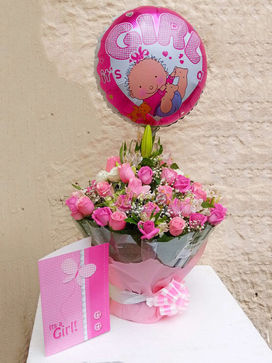 Darling baby girl water bouquet flower arrangement- Simona Flowers