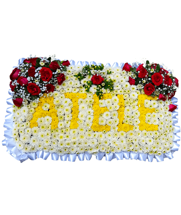 Worded funeral pillow