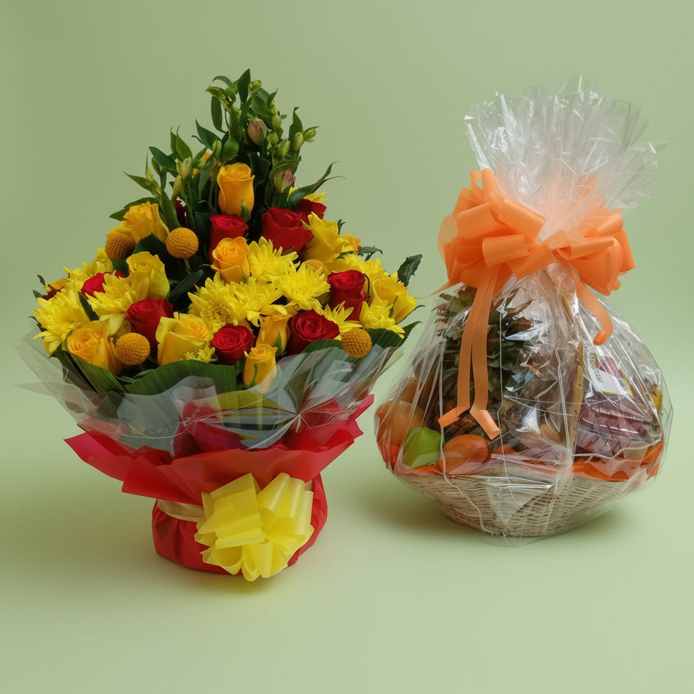 Flowers and fruits hamper