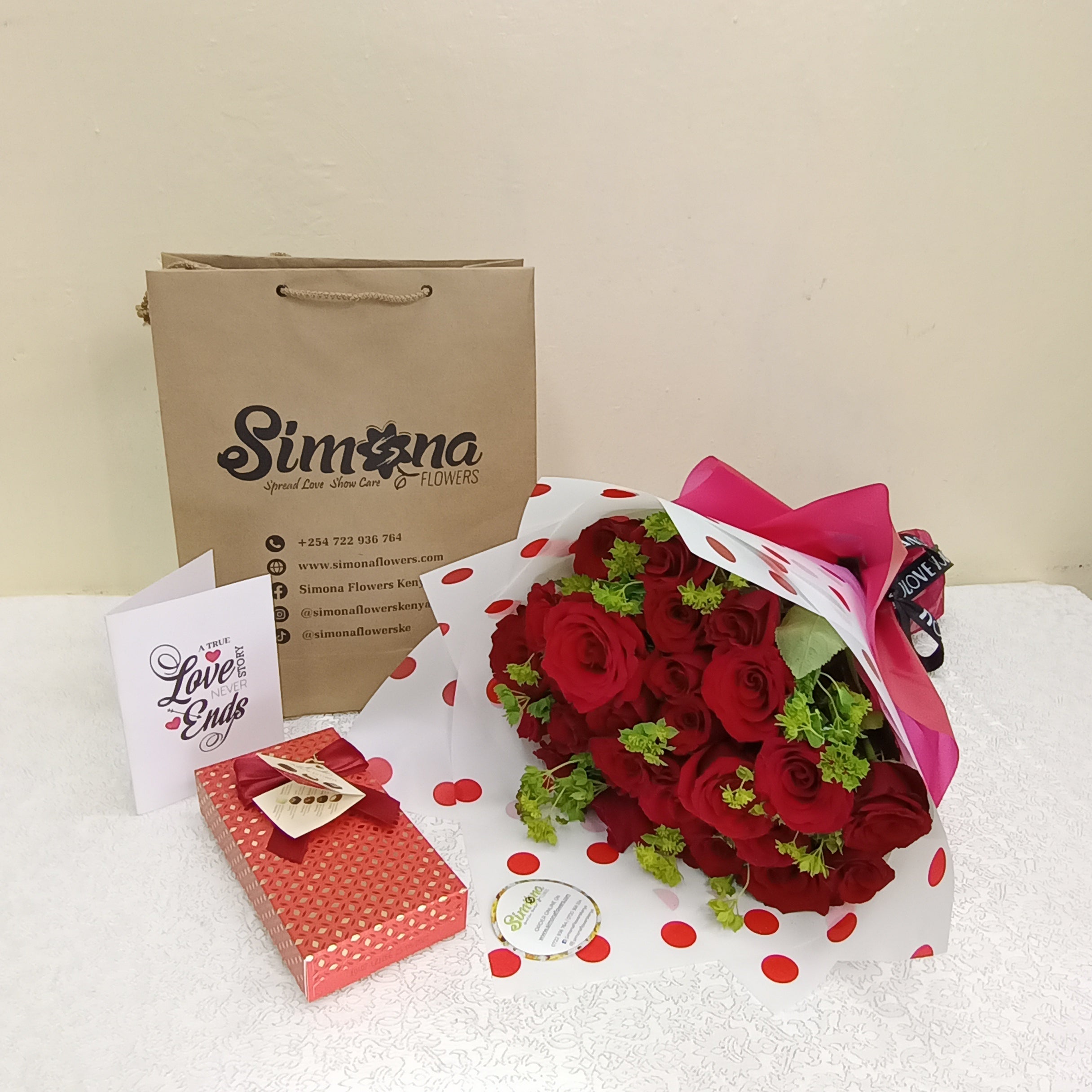 Relish hand bouquet and chocolate