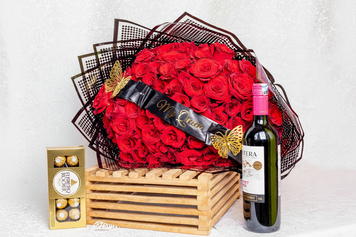 100 Red Roses Mini Combo