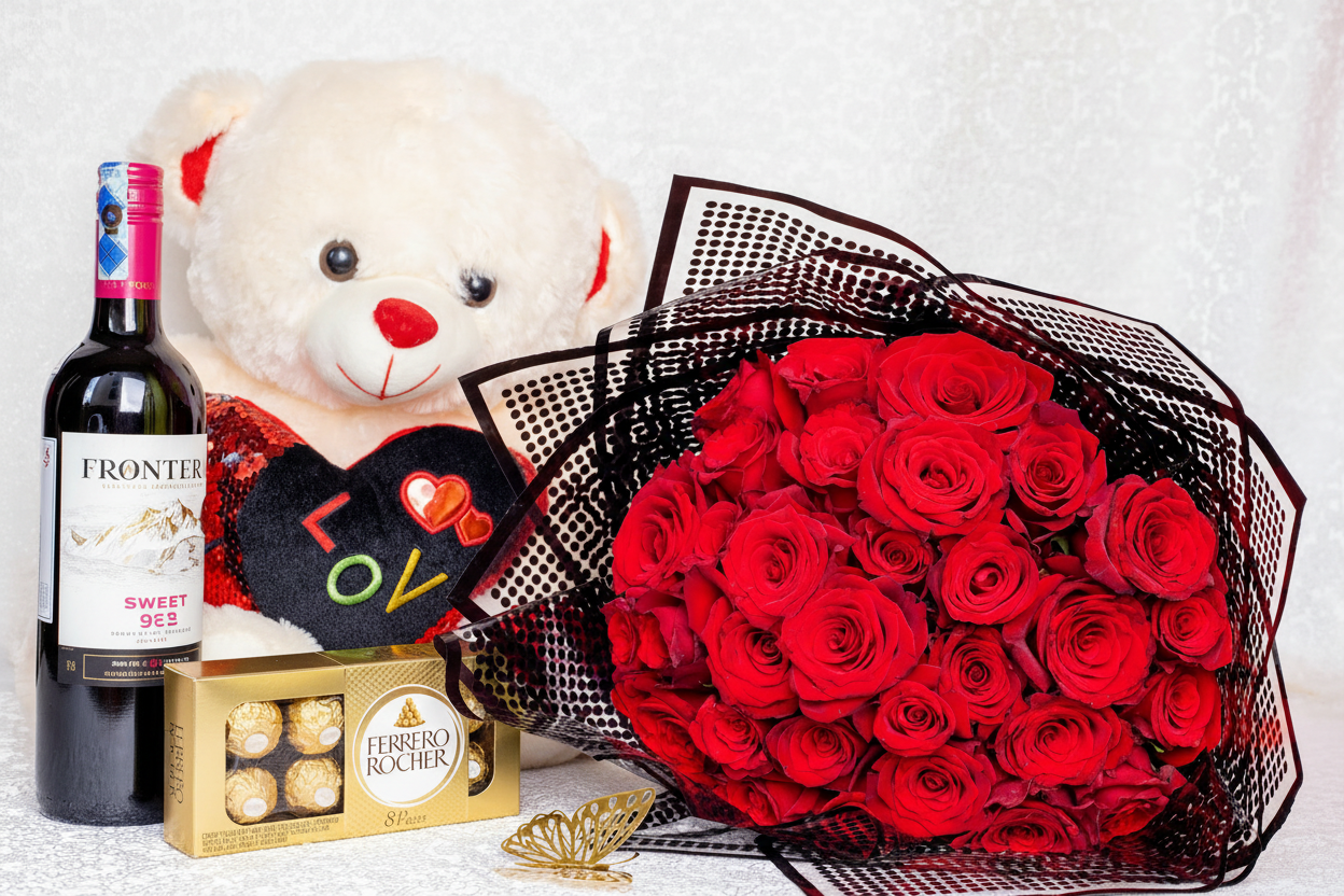 30 Red Roses Bouquet Max Combo