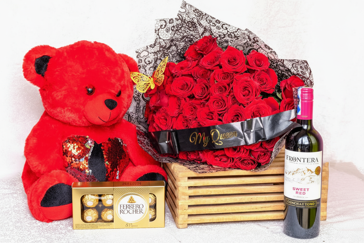 50 Red Stems Medium Combo