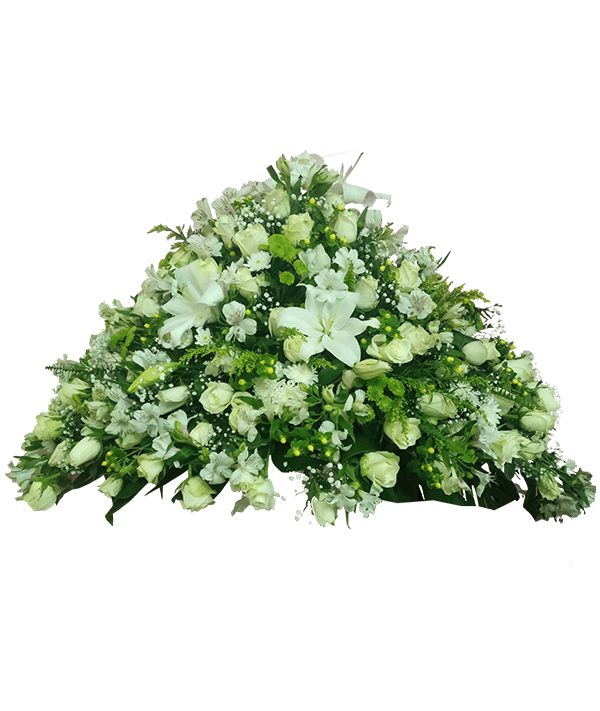 Executive dome design white and green casket spread