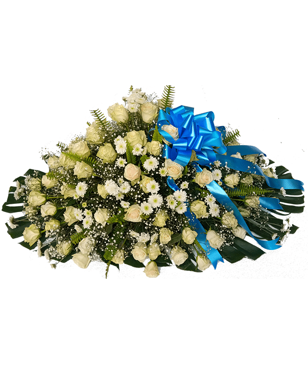 Classic white and green casket(blue ribbon)