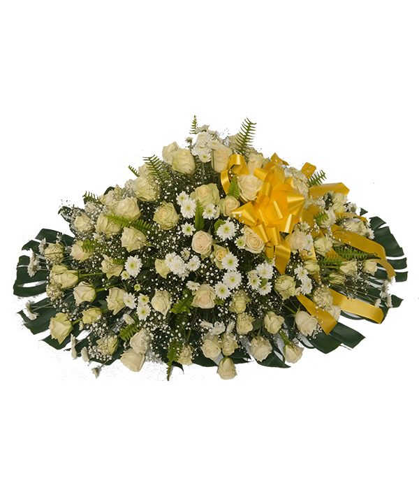 Classic white and green casket(yellow ribbon)