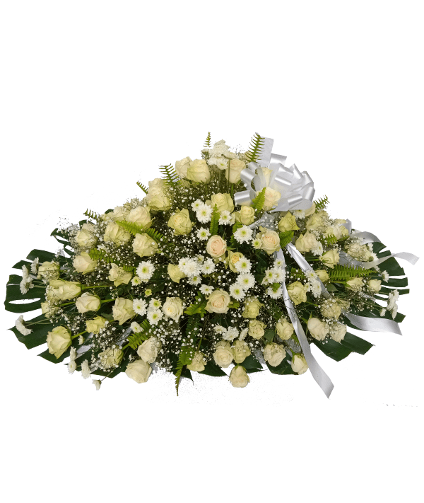 Classic white and green casket(white ribbon)