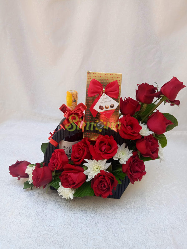 Bonny bouquet - red wine and dotted box hamlet Chocolate