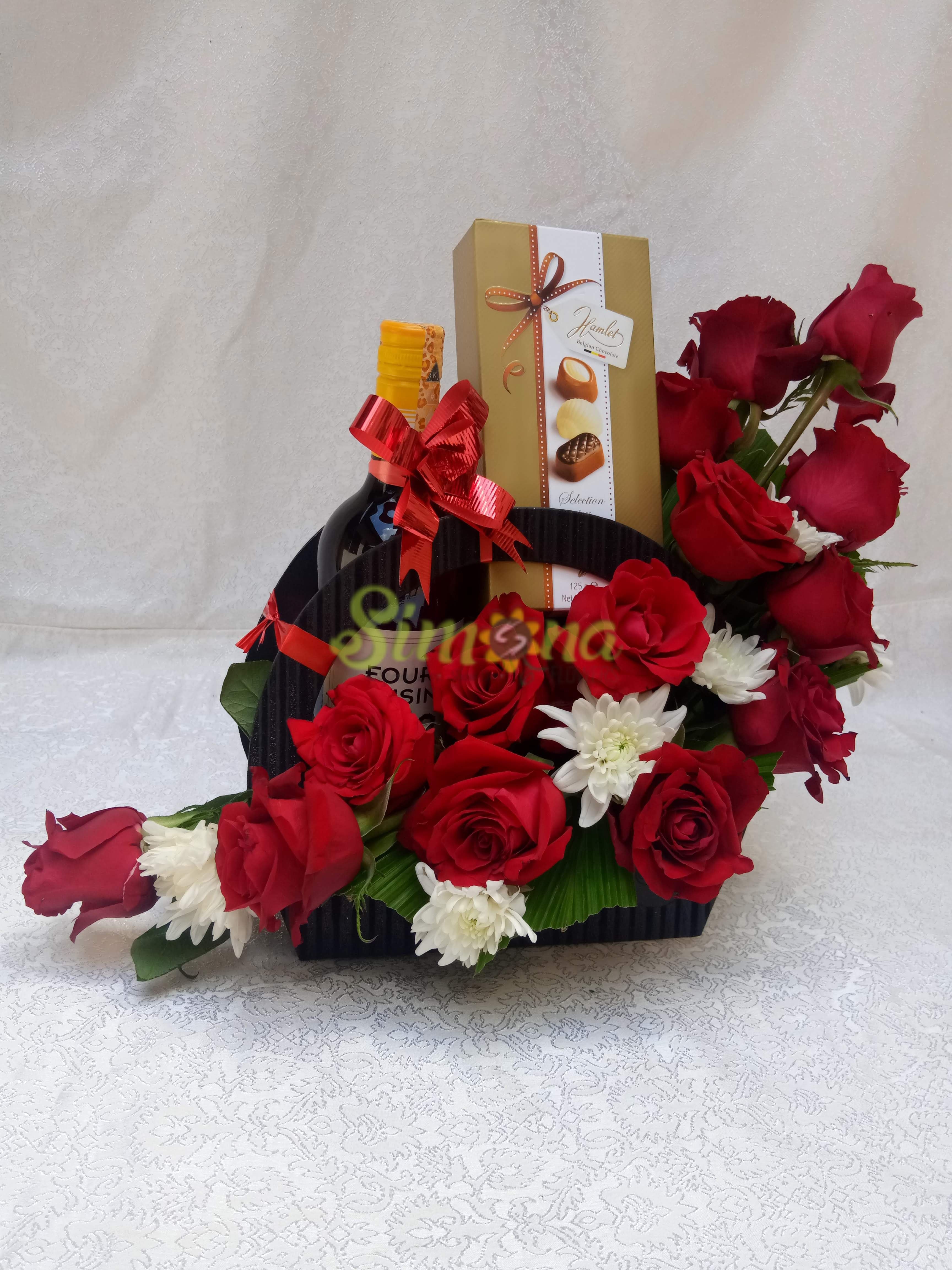 Bonny bouquet - red wine and hamlet Chocolate