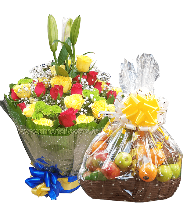 Charming Prince water bouquet and fruit basket