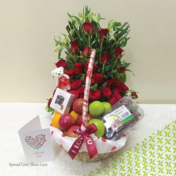 Amazing combo Flower basket and fruits