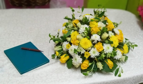 Condolence centerpiece flower arrangement