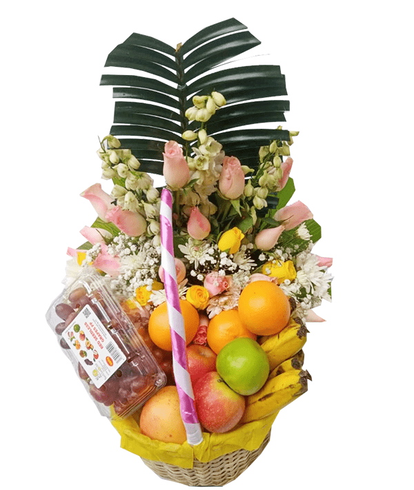 Pinky combo Flower Fruit basket