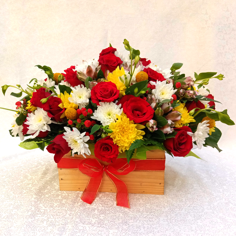 The Sweet Floral Party Bouquet by Simona Flowers Kenya, wishes someone a lovely happy birthday even without the words. It is arranged with :  Red Roses Hypericum Flowers Baby Breathes Flowers Alstromeria Flowers & Tropical Flower Fillers