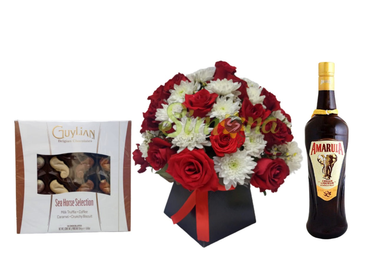 Royal box flowers, Amarula and chocolate