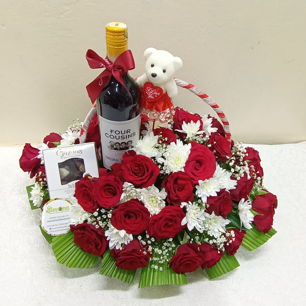 Union basket with chocolate and wine